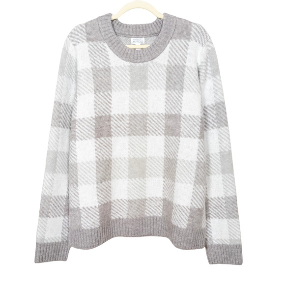 MARKET & SPRUCE Stitch Fix Beige Kendall Plaid Crewneck Pullover Women's XXL - Picture 2 of 5